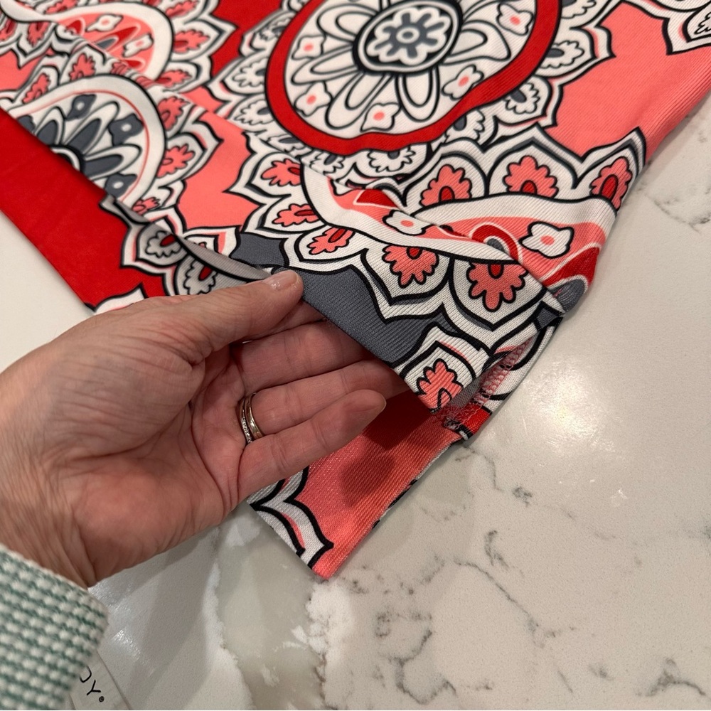 Ouges Womens Orange Damask Floral Print Blouse To… - image 6